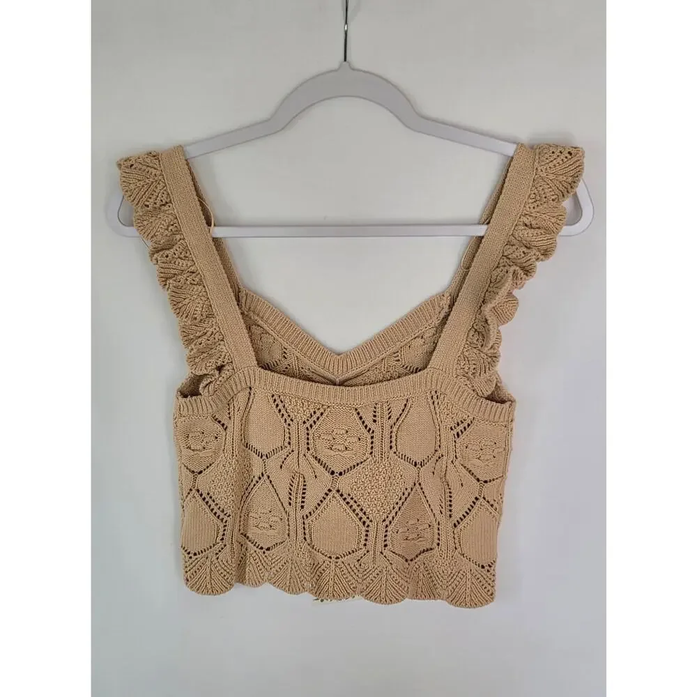 NWT Chelsea & Violet Boho Hippie Festival Crochet Ruffle Tank Top Women's Small - Picture 4 of 13